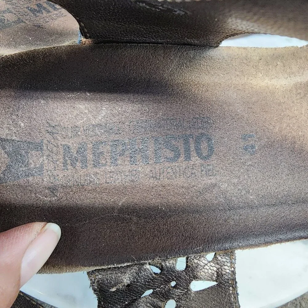 Mephisto Shoes Womens EU 41 Size 11 Black Leather Sandals - Picture 10 of 13
